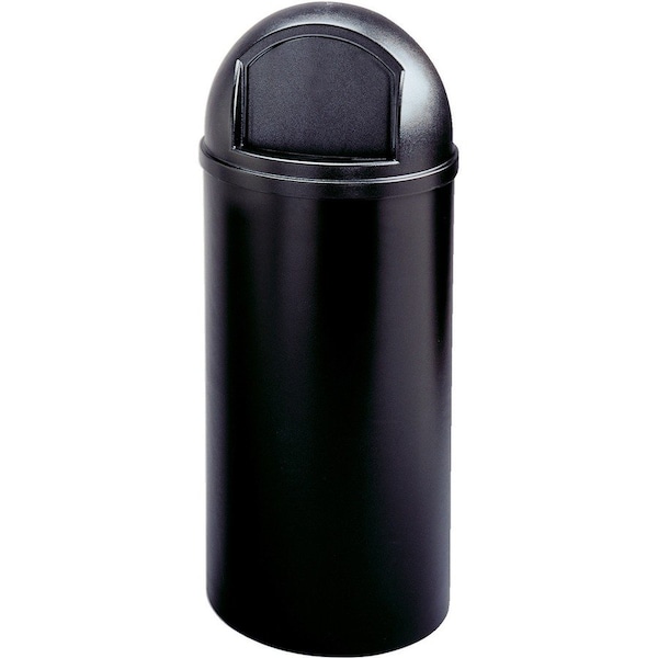 15 gal Round Indoor Plastic Can, Black, Polyethylene; Plastic